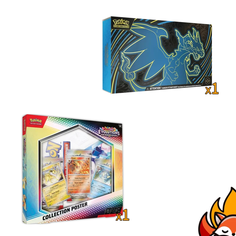 Pack Collector – Coffret Collection Poster Évolutions Prismatiques + UPC Coffret Collection Ultra-Premium Mega Dracaufeu X Ex – Français