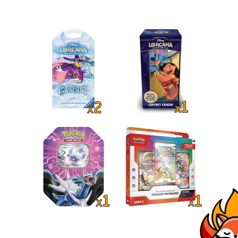 Pack Crossover – Coffet Premiers Partenaires Série 2 + Pokébox Légendes Azur + Coffret Cadeau Lilo + Booster Blister Chapitre 11 Givresort – Français