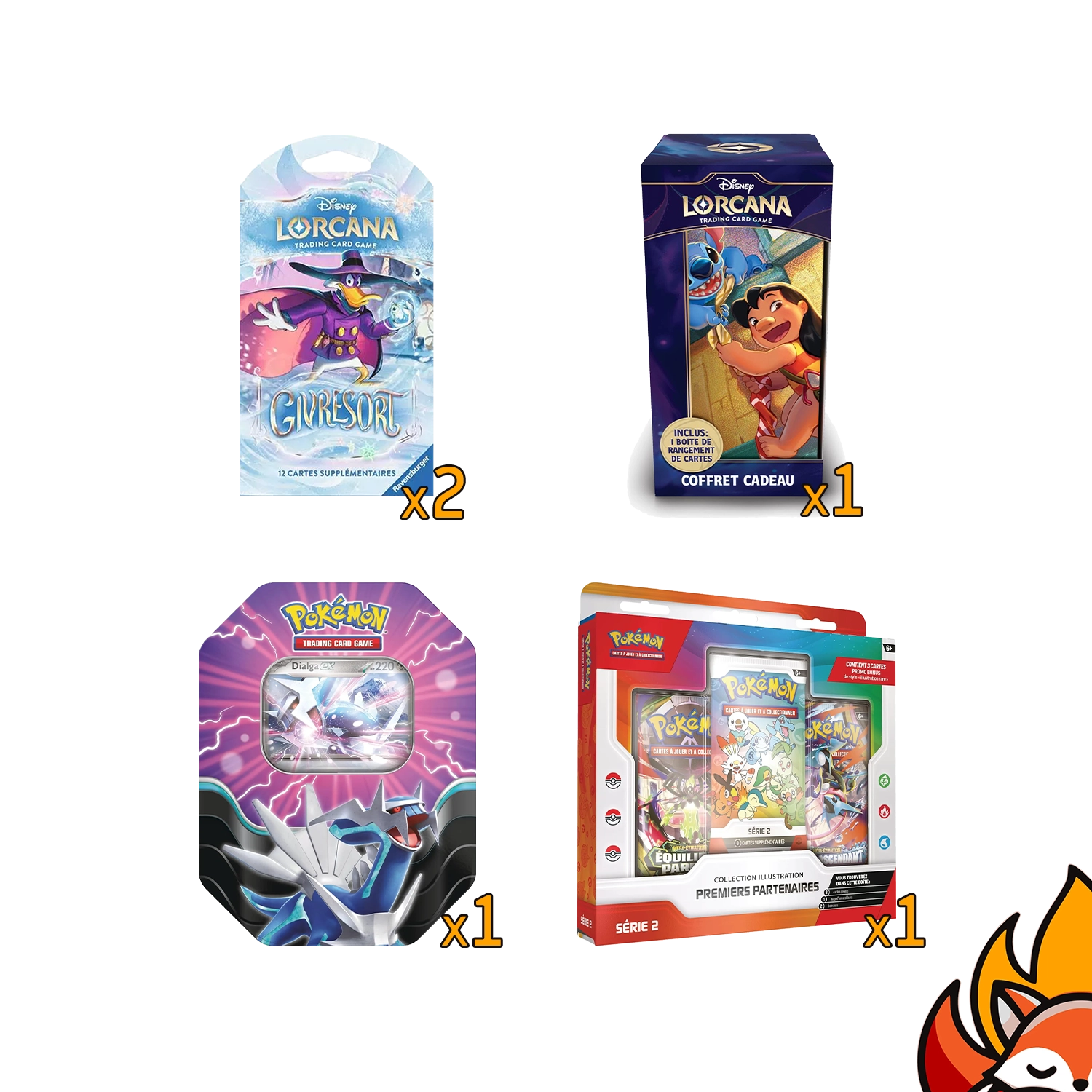 Pack Crossover – Coffet Premiers Partenaires Série 2 + Pokébox Légendes Azur + Coffret Cadeau Lilo + Booster Blister Chapitre 11 Givresort – Français