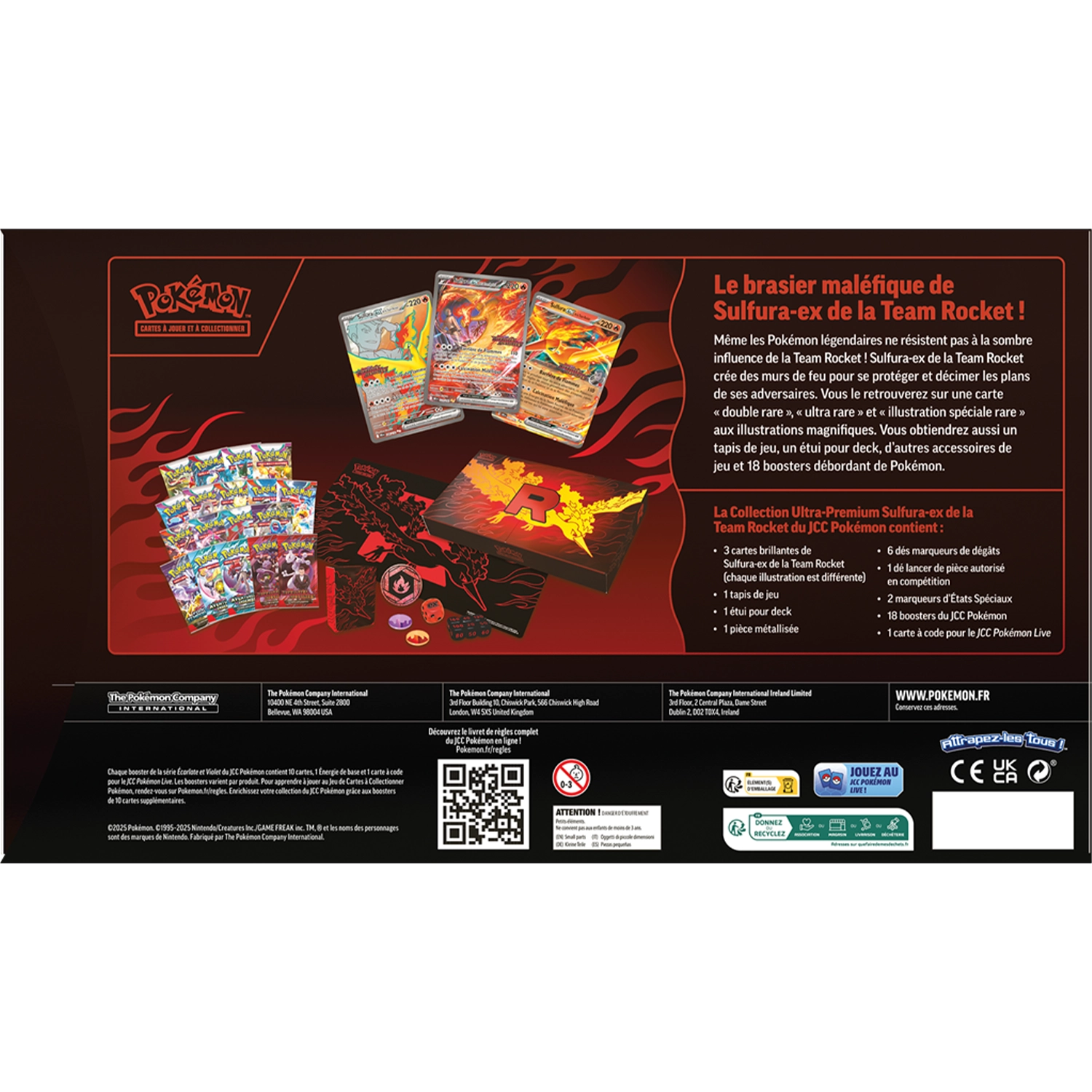 Pokémon – UPC Coffret Collection Ultra-Premium Sulfura Ex Team Rocket – Français (18 Boosters)