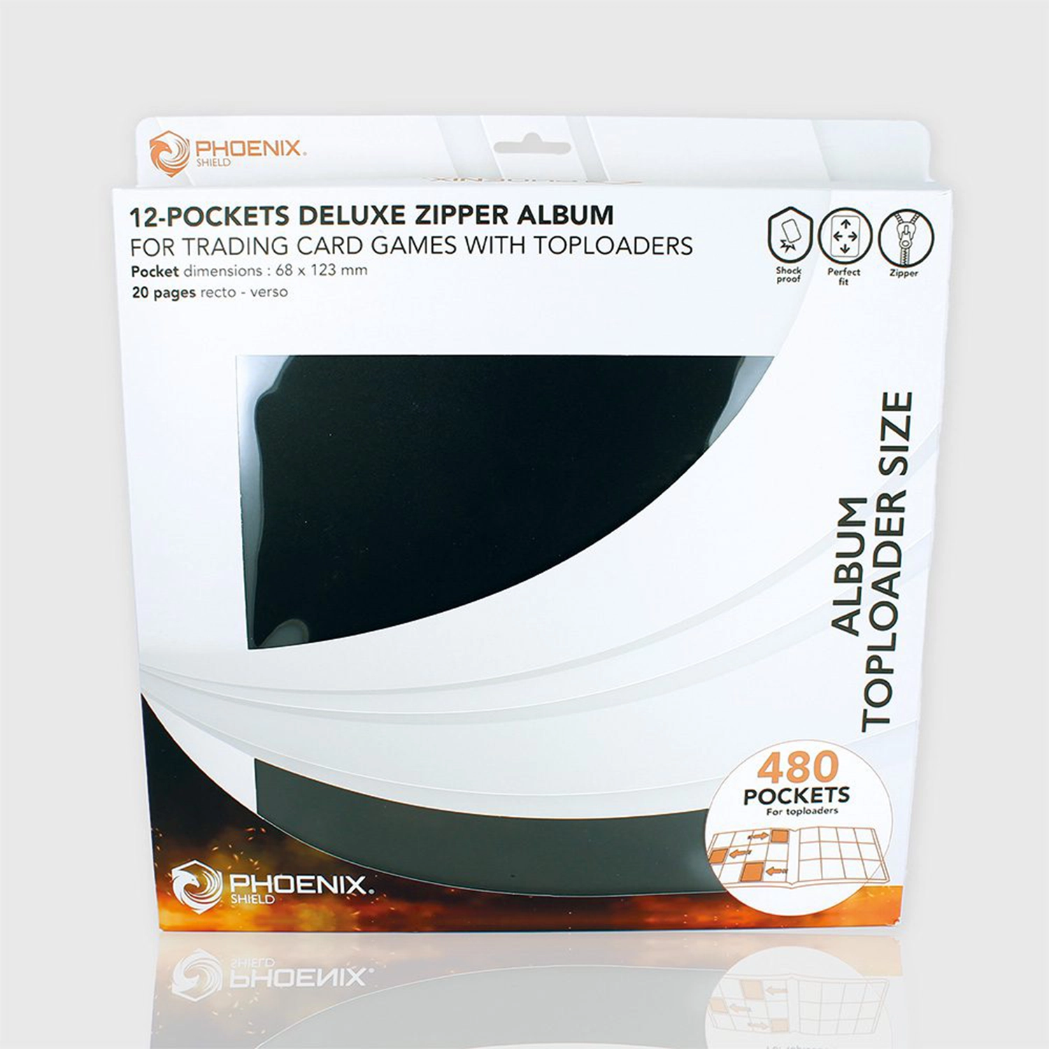 Phoenix Shield – Zip Album Premium Toploader Noir 480 cartes